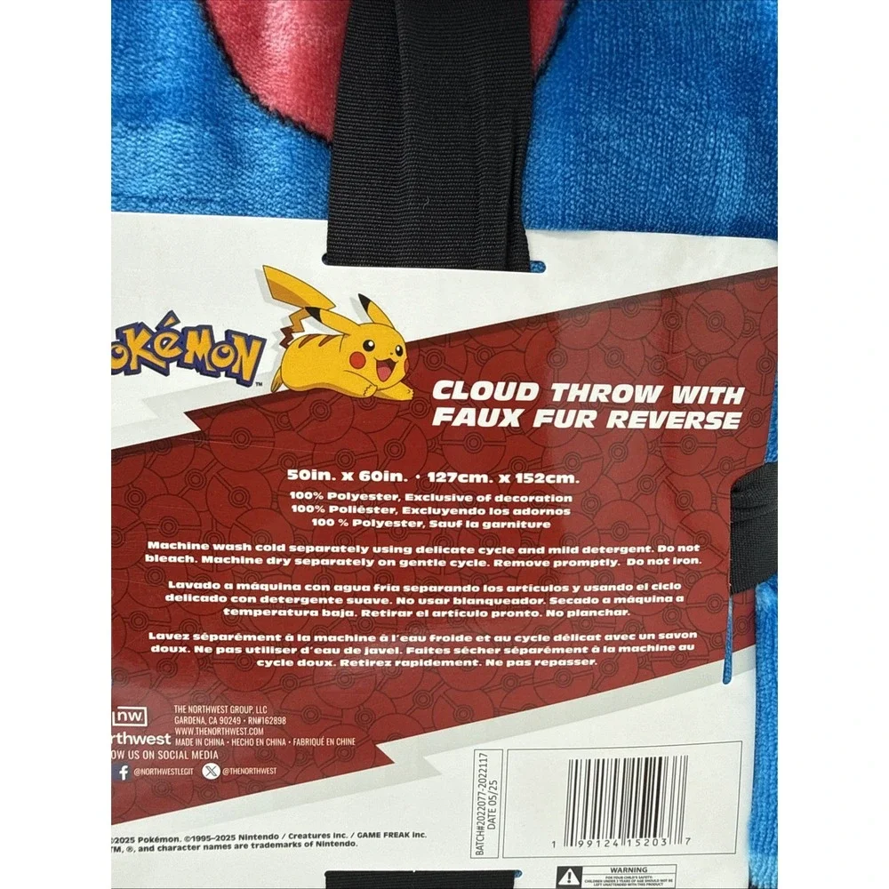 Northwest Pokémon Ready to Bolt Plush Faux Fur Kids Throw Blanket 50